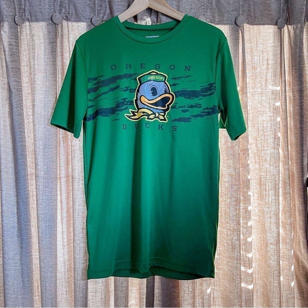 Oregon Ducks Green Short Sleeve Mascot Moisture Wicking Tee Shirt Size Small